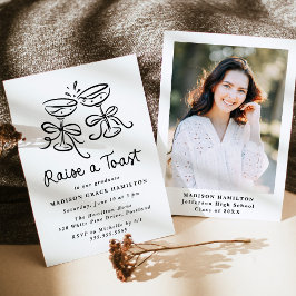 Whimsical Raise a Toast Foto Graduation Party Einladung