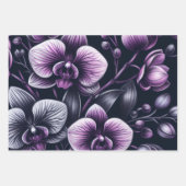 Whimsical Raven Floral Black Lila Decoupage Geschenkpapier Set (Vorderseite 3)
