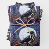 Whimsical Raven Floral Black Lila Decoupage Geschenkpapier Set (Beispiel)