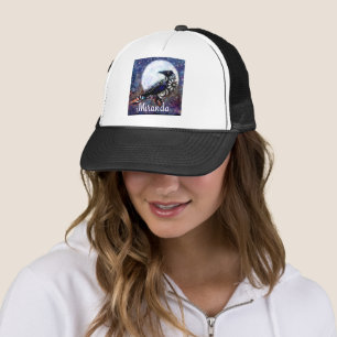 Whimsical Raven Moon Floral Abstrakt Personalisier Truckerkappe