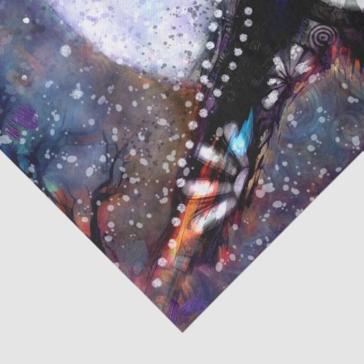 Whimsical Raven Moon Floral Black Decoupage Seidenpapier (Ausschnitt)