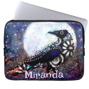 Whimsical Raven Moon Floral Black Personalisiert Laptopschutzhülle