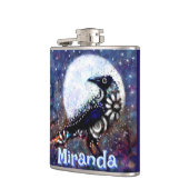 Whimsical Raven Moon Personalisiert Flachmann (Links)