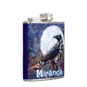 Whimsical Raven Moon Personalisiert Flachmann (Rechts)