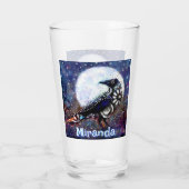 Whimsical Raven Moon Personalisiert Glas (Rückseite)