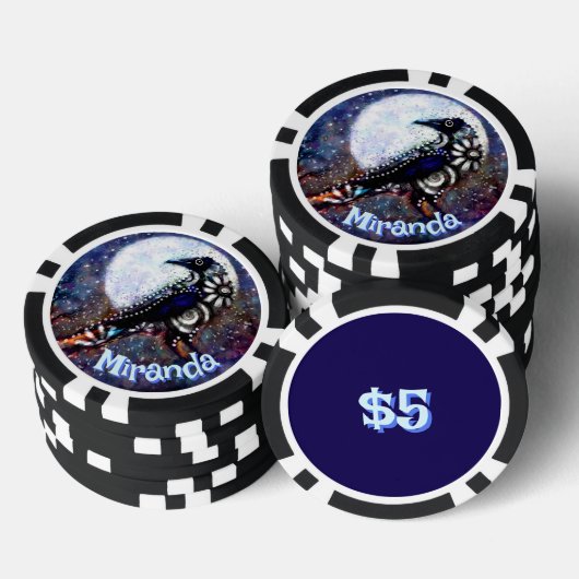 Whimsical Raven Moon Personalisiert Pokerchips (Stapel)
