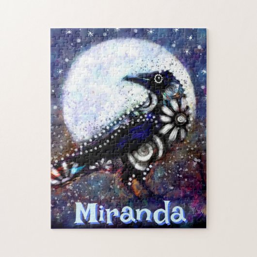 Whimsical Raven Moon Personalisiert Puzzle (Vertikal)