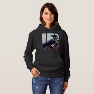 Whimsical Raven Moon Schwarz-weiß Blue Hoodie