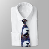 Whimsical Raven Moon Schwarz-weiß Blue Krawatte (Gebunden)