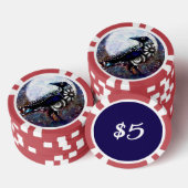 Whimsical Raven Moon Schwarz-weiß Blue Pokerchips (Stapel)