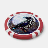 Whimsical Raven Moon Schwarz-weiß Blue Pokerchips (Einzeln)