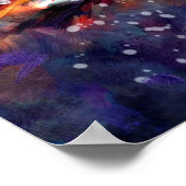 Whimsical Raven Moon Schwarz-weiß Blue Poster (Ecke)