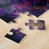 Whimsical Raven Moon Schwarz-weiß Blue Puzzle (Seite)