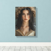 Whimsical Reader mit Blumenkronen Leinwanddruck (Insitu (Holzboden))