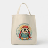 Whimsical Reading Penguin Eco Friendly Grocery  Tragetasche (Rückseite)
