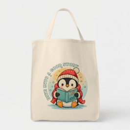 Whimsical Reading Penguin Eco Friendly Grocery  Tragetasche
