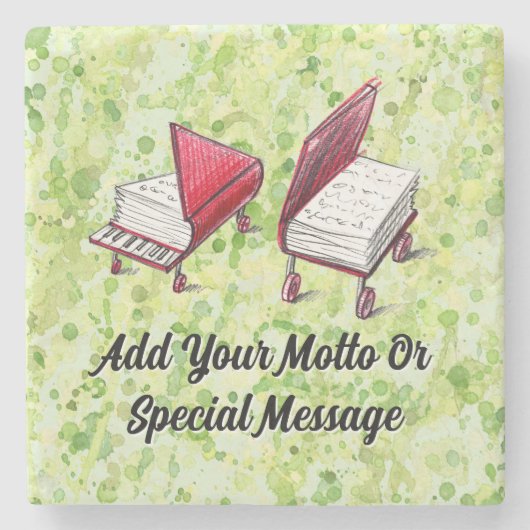 Whimsical Reads: künstlerische Buchskizzen auf Lim Steinuntersetzer (Vorderseite)