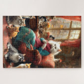 Whimsical realistic Mama Cat & Kittens Puzzle (Horizontal)
