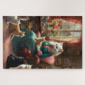 Whimsical realistic Mama Cat & Kittens Puzzle (Horizontal)