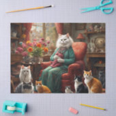 Whimsical realistic Mama Cat & Kittens Seidenpapier (Basteln)