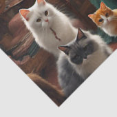 Whimsical realistic Mama Cat & Kittens Seidenpapier (Detail)