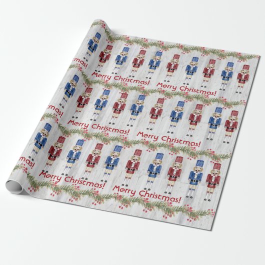 Whimsical Red and Blue Nutcrackers Geschenkpapier (Ungerollt)