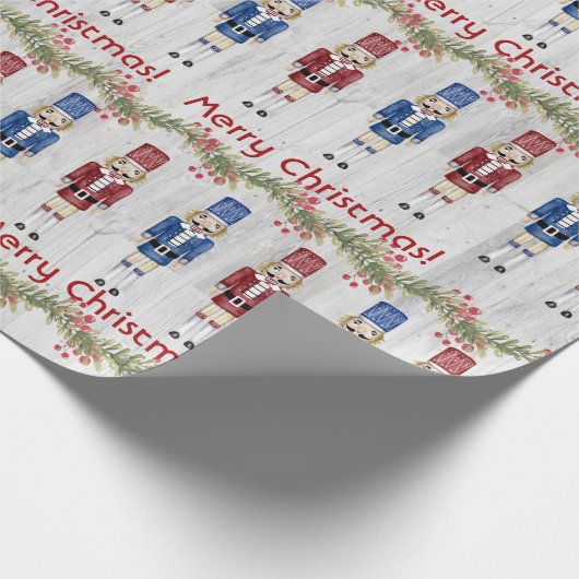 Whimsical Red and Blue Nutcrackers Geschenkpapier (Ecke)