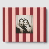 Whimsical Red and Blush Pink Striped Wedding Gästebuch (Rückseite)