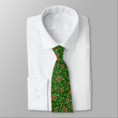 Whimsical Red and Green Holly Pattern Weihnachten Krawatte (Gebunden)