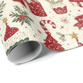 Whimsical Red Birthday Christmas Geschenkpapier (Rolleneckpunkt)