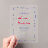 Whimsical Red & Blue Hand Drawn Border Wedding Acryleinladungen (Insitu (Handheld))