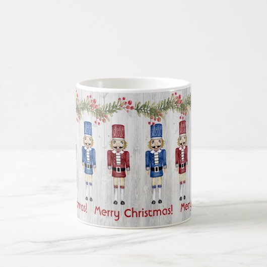 Whimsical Red Blue Nutcrackers Frohe Weihnachten Kaffeetasse (Mittel)