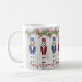 Whimsical Red Blue Nutcrackers Frohe Weihnachten Kaffeetasse (Links)