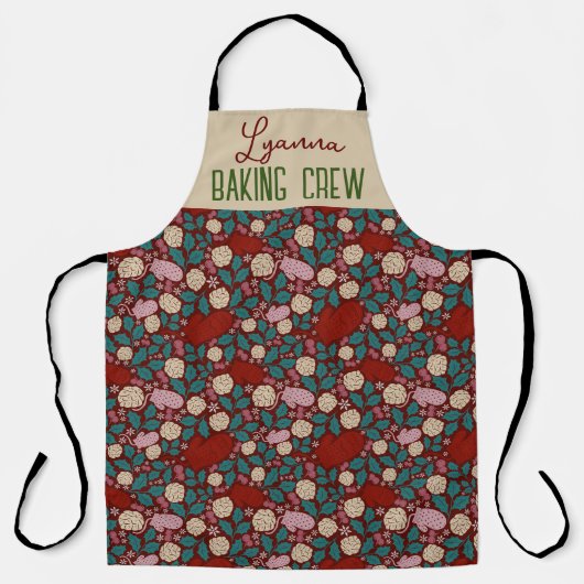 Whimsical Red Blue Trending Retro Gemütliche Weihn Schürze (Vorderseite)