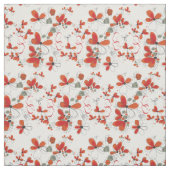 Whimsical Red Blume and Hearts Stoff (Muster)
