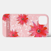 Whimsical Red Blume Wirble Blätter Name Pink hinzu Case-Mate iPhone Hülle (Rückseite (Horizontal))