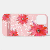 Whimsical Red Blume Wirble Blätter Name Pink hinzu Case-Mate iPhone Hülle (Rückseite (Horizontal))