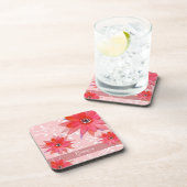 Whimsical Red Blume Wirble Blätter Name Pink hinzu Getränkeuntersetzer (Rechte Seite)