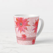 Whimsical Red Blume Wirble Blätter Name Pink hinzu Milchtasse (Rechte Ecke)