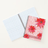 Whimsical Red Blume Wirble Blätter Name Pink hinzu Notizblock (Innenseite)