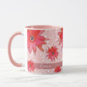 Whimsical Red Blume Wirble Blätter Name Pink hinzu Tasse (Links)