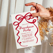 Whimsical Red Bow Friendsmas Christmas Party Einladung