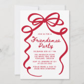 Whimsical Red Bow Friendsmas Christmas Party Einladung (Vorderseite)