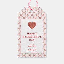 Whimsical Red Bow Heart Happy Valentine's Day Tags Geschenkanhänger