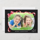 Whimsical Red Bow Ribbon 3 Fotos Weihnachten (Vorderseite)