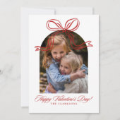 Whimsical Red Bow Valentine’s Day Photo Card Einladung (Vorderseite)