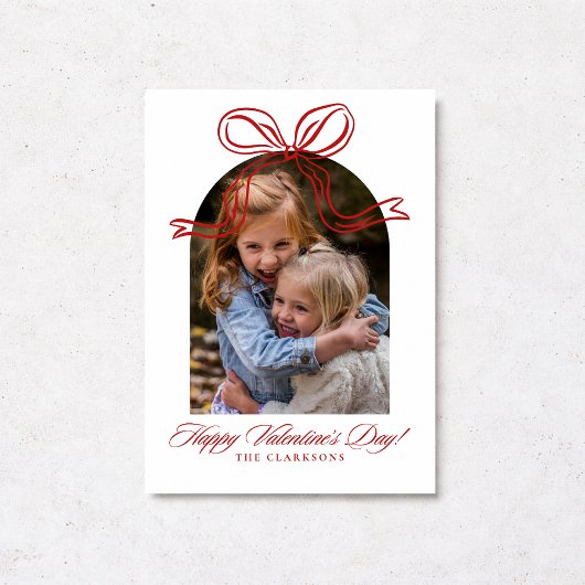 Whimsical Red Bow Valentine’s Day Photo Card Einladung