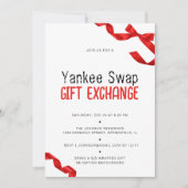 Whimsical Red Bow Yankee Swap Geschenktausch Einladung (Vorderseite)