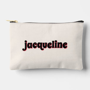 Whimsical Red Cherry Shadow Lettering Luxe Makeup Zubehörtasche