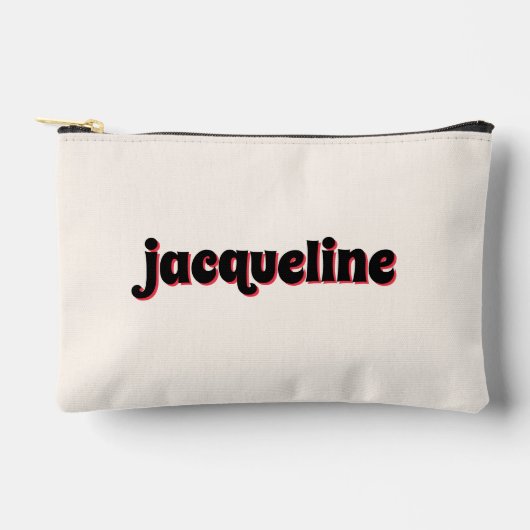 Whimsical Red Cherry Shadow Lettering Luxe Makeup Zubehörtasche (Vorderseite)